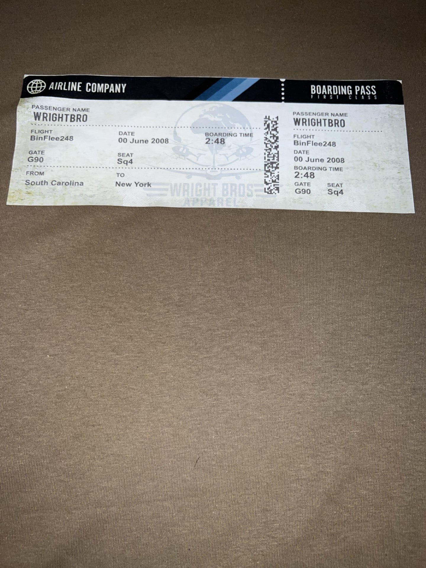 WrightBro Tee (plane ticket)